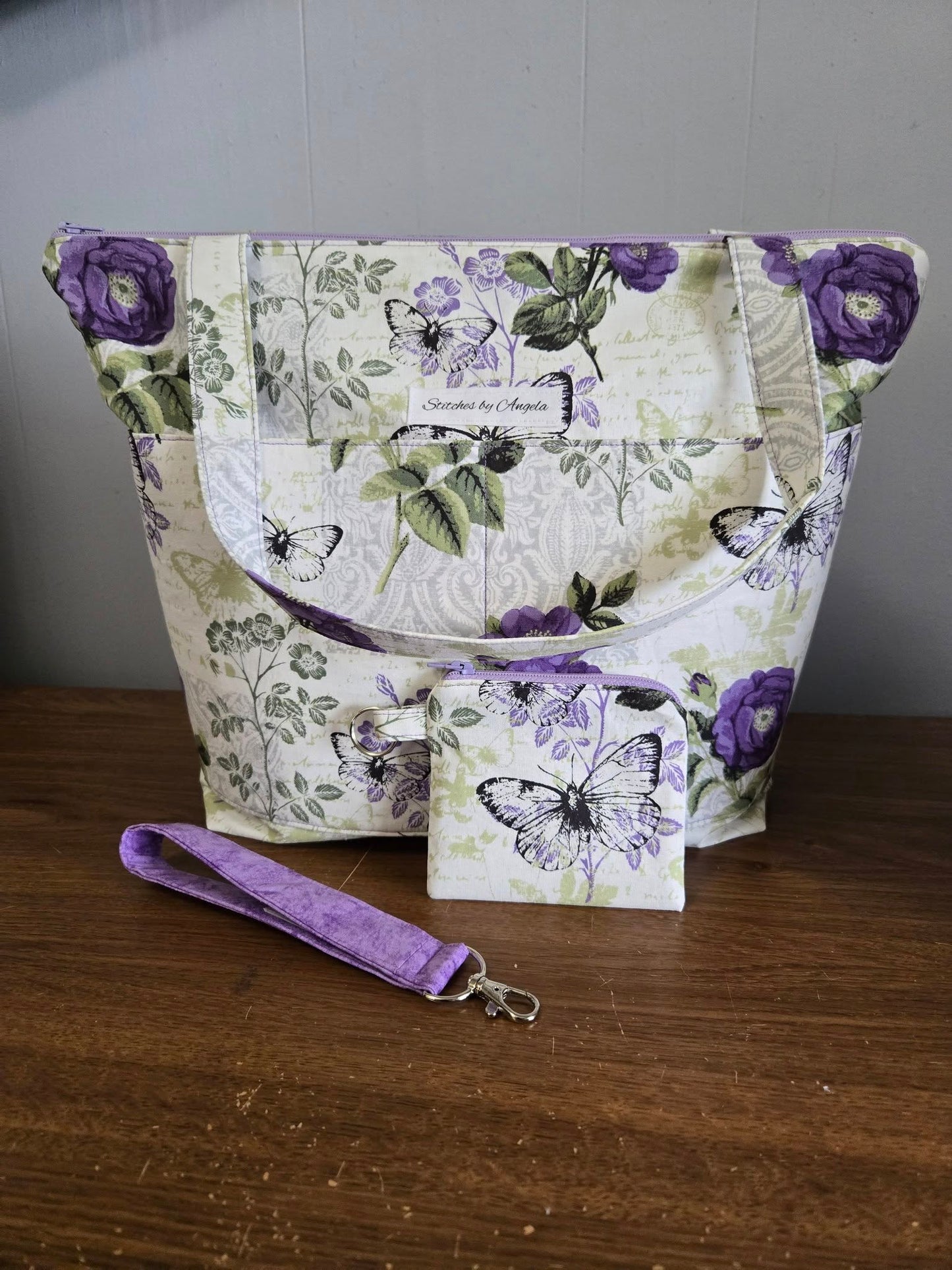 Purple Roses Tote Set
